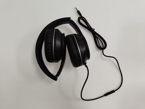 LORELEI X6 Over-Ear Headphones With Microphone, Lightweight Foldable & Portable Stereo Bass With 1.45M No-Tangle, Wired for Smartphone Tablet MP3/4 (Space Black)