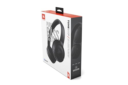 JBL Tune 510 BT Wireless On-Ear Headphones with Bluetooth 5.0 and Speed Charge, Up to 40 Hours Battery Life, Black