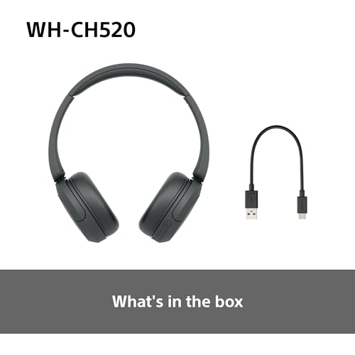 Sony WH-CH520 Wireless Bluetooth Headphones - up to 50 Hours Battery Life with Quick Charge, On-ear style - Black