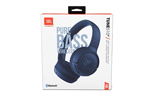 JBL Tune 510 BT Wireless On-Ear Headphones with Bluetooth 5.0 and Speed Charge, Up to 40 Hours Battery Life, Blue