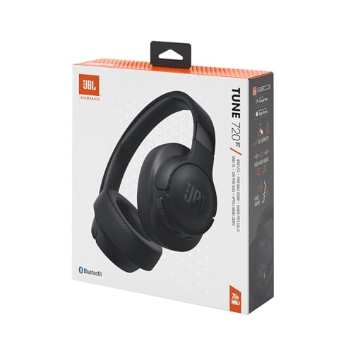 JBL Tune 720 BT Wireless Over-Ear Headphones with JBL Pure Bass Sound, Bluetooth 5.3, Hands-Free Calls, Audio Cable and 76-Hour Battery Life, Black