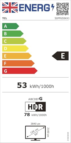 TCL 50PF650K 50-inch 4K Ultra HD, HDR TV, Smart LED Fire TV (Dolby Vision, Dolby Atmos, DTS, HDR 10, Alexa built-in, Airplay2, Miracast)