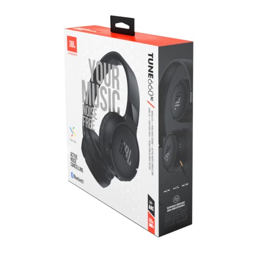 JBL Tune 660 NC Wireless On-Ear Bluetooth Headphones with Active Noise Cancellation, Black