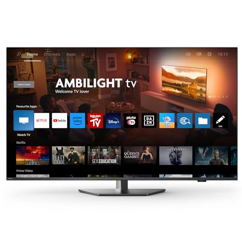 Philips Ambilight The One 43PUS8909 4K LED Smart TV - 43 Inch Display with Pixel Precise Ultra HD Titan OS, Dolby Vision, Dolby Atmos Sound, Works with Alexa and Google Voice Assistant - Black