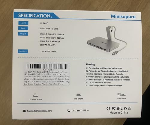 Minisopuru iMac USB C Hub - 10Gbps USB A/C for iMac 24 inch 2021-2024 & Studio Display 27 inch, Silver (No SSD Port)