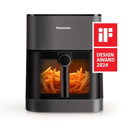 Panasonic NF-CC500SXC Air Fryer With Viewing Window, 5L, 80-200°C, Digital Timer & LCD, Gentle Steam, 11 Presets, Easy Clean, Matt Grey