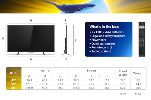 Philips Ambilight 55PUS8109 4K LED Smart TV - 55 Inch Display with Pixel Precise Ultra HD, Titan OS Platform and Dolby Atmos Sound, Works with Alexa and Google Voice Assistant - Satin Chrome