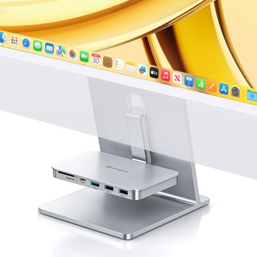 Minisopuru iMac USB C Hub - 10Gbps USB A/C for iMac 24 inch 2021-2024 & Studio Display 27 inch, Silver (No SSD Port)