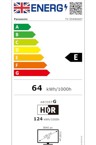Panasonic TV-55W80AEY W80 Series 55 inch 4K Ultra HD LED Smart TV, 2024, Fire TV, Freely, Dolby Vision & Atmos, Alexa Voice Control, Airplay, Black