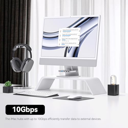 Minisopuru iMac USB C Hub - 10Gbps USB A/C for iMac 24 inch 2021-2024 & Studio Display 27 inch, Silver (No SSD Port)