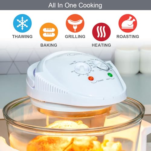 Halogen Oven, Halogen Air Fryer, Healthy Halogen For Baking, Roasting And Grilling, Cook Flavourful Food Without The Oil, 17L Cooker and Lid, Adjustable Temp and Timer