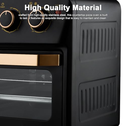 QUTBAG Air Fryer Toaster Oven, Smart Convection Oven with 70-250 ℃ Adjustable Temperature and 60 Min Timer, Knob-Controlled, for Baking Cooking Roasting Grilling black