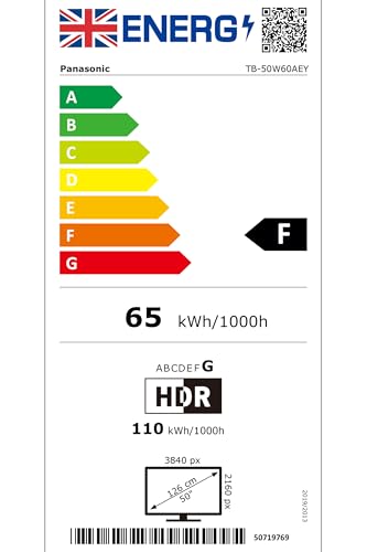 Panasonic TB-50W60AEY, W60 Series 50 inch 4K Ultra HD LED Smart TV, 2024, Freely, TiVo, 4K Colour Engine, Dolby Vision & Atmos, For An Exceptional Visual Experience