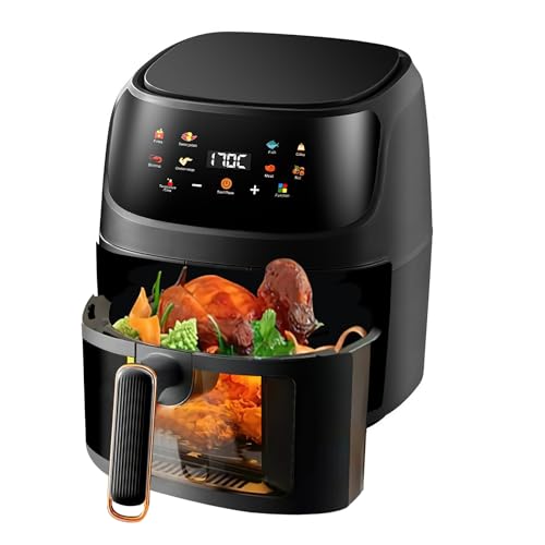 MZBDYYF Friteuse Sans Huile 8L Multifonctionnelle Air Fryer - 8 Programmes de Cuisson Préréglés, Fenêtre de Visualisation, Écran Tactile, Noir