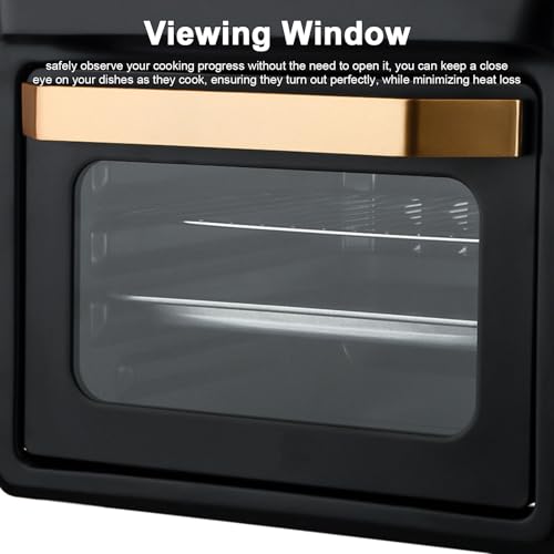 QUTBAG Air Fryer Toaster Oven, Smart Convection Oven with 70-250 ℃ Adjustable Temperature and 60 Min Timer, Knob-Controlled, for Baking Cooking Roasting Grilling black