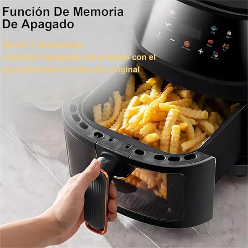 MZBDYYF Friteuse Sans Huile 8L Multifonctionnelle Air Fryer - 8 Programmes de Cuisson Préréglés, Fenêtre de Visualisation, Écran Tactile, Noir