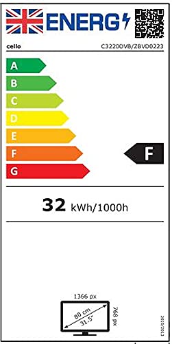 Cello ZBVD0223 32ā HD Ready LED TV with built-in Freeview HD 3 x HDMI and USB 20 to record Live TV Easy to Setup Non-Smart TV Perfect for bedroom Made in the UK, Black