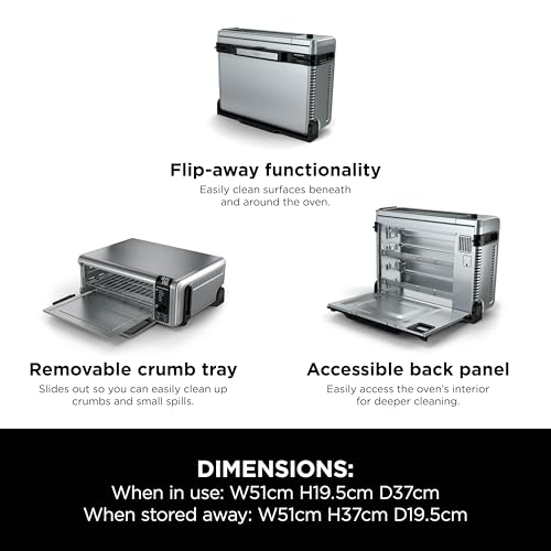 Ninja Foodi 8-in-1 Flip Oven, Portable Mini Oven for Countertop and Work Surfaces, Multifunctional Oven with 8 Cooking Functions; Air Fry, Roast, Grill, Bake and more. Silver/Black SP101UK