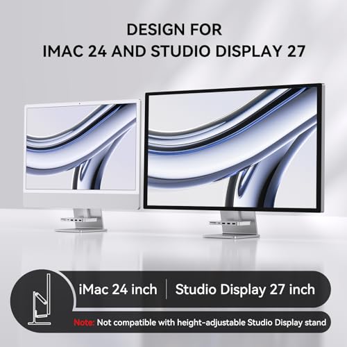 Minisopuru iMac USB C Hub - 10Gbps USB A/C for iMac 24 inch 2021-2024 & Studio Display 27 inch, Silver (No SSD Port)