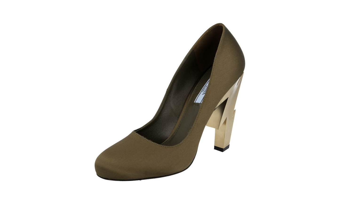 Prada Women's 1I834L ZIZ F0HPP Green Satin Court Shoes/Pumps UK 4 / EU 37