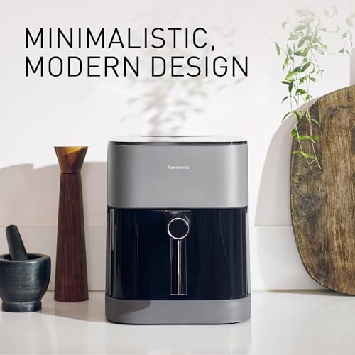 Panasonic NF-CC500SXC Air Fryer With Viewing Window, 5L, 80-200°C, Digital Timer & LCD, Gentle Steam, 11 Presets, Easy Clean, Matt Grey