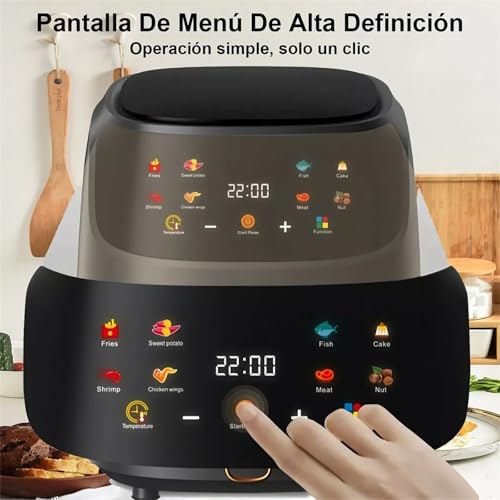 MZBDYYF Friteuse Sans Huile 8L Multifonctionnelle Air Fryer - 8 Programmes de Cuisson Préréglés, Fenêtre de Visualisation, Écran Tactile, Noir