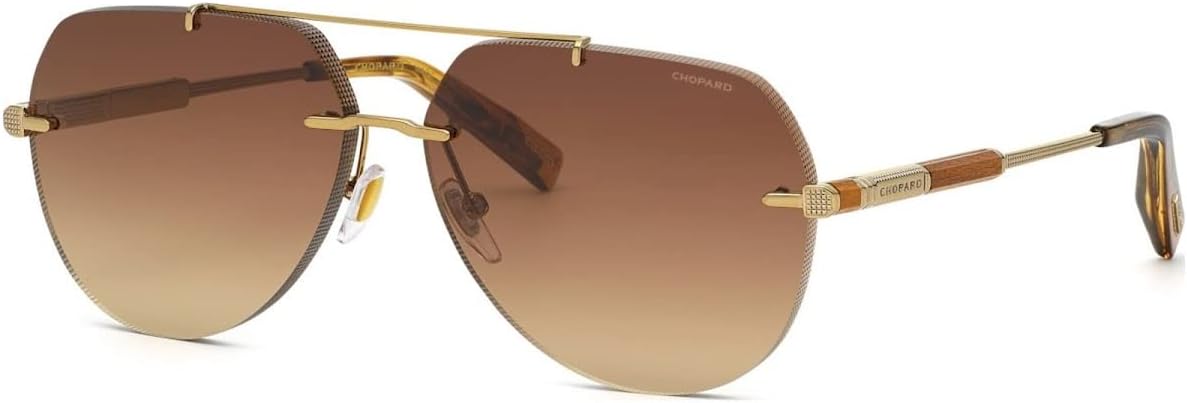 CHOPARD Men's SCHG37 Sunglasses, Shiny Grey Gold, 63
