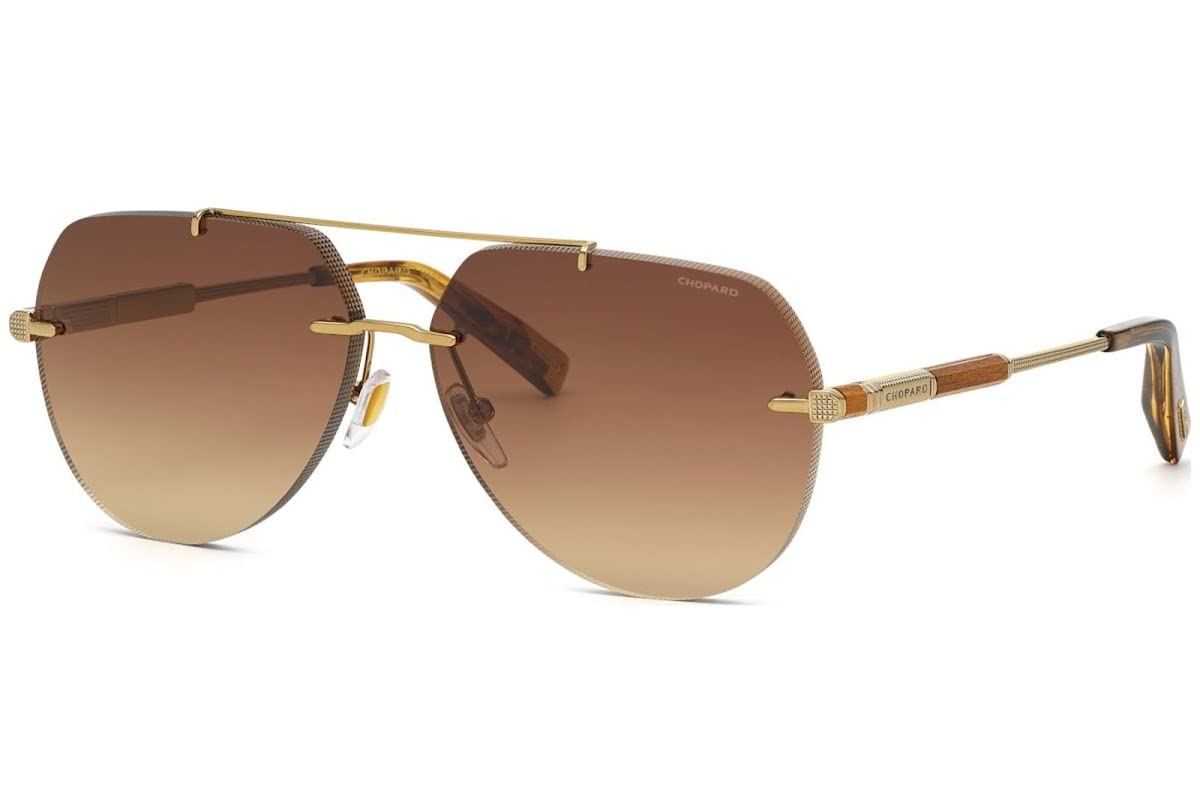 CHOPARD Men's SCHG37 Sunglasses, Shiny Grey Gold, 63