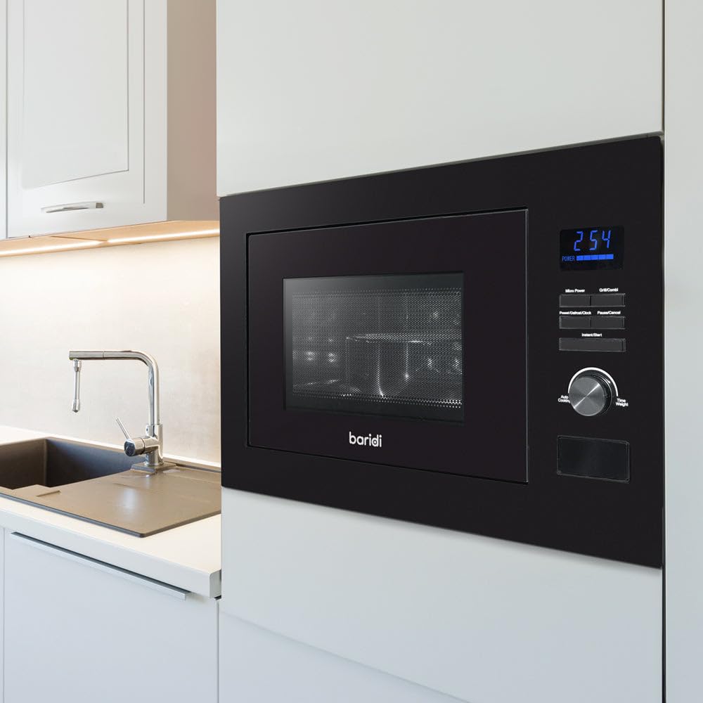 900W Integrated Microwave Oven & Grill - 25L Wall Mounted Black 595x350x390mm