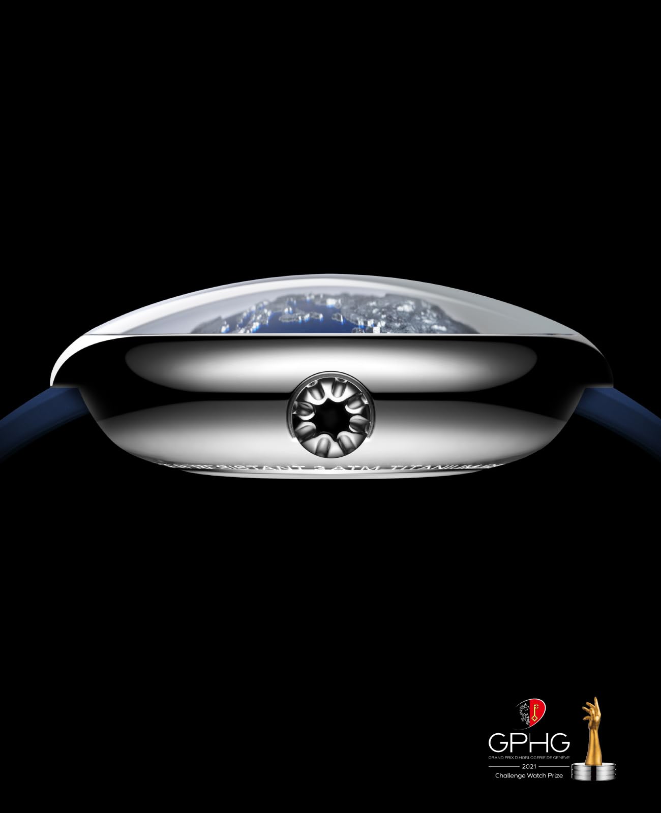 CIGA Design Mechanical Automatic Watch Blue Planet II Luminous Edition U Series Stainless Steel/Titanium Sapphire Crystal for Men and Women with Fluororubber Strap