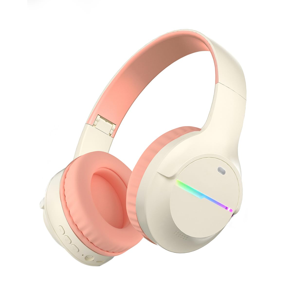 Fragolucyou Wireless Bluetooth Headphones-Colorful Lights,Large Battery Capacity,Foldable,Bluetooth 5.3,10 m Range,Stereo Surround,Built-in Microphone,Comfortable affixed Ears (pink)