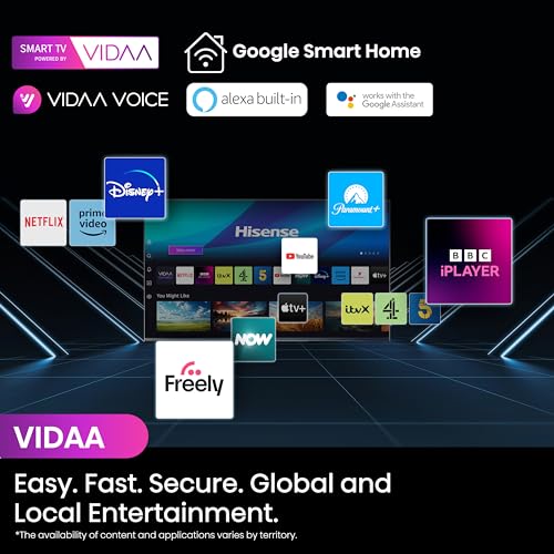 Hisense 75 Inch 4K Mini-LED TV 75U6NQTUK - Quantum Dot Colour, Dolby Vision Atmos, Hi-View Engine, FilmMaker Mode, Vidaa OS with Voice Control, Freely, Youtube, Netflix and Disney+ (2024 Model)