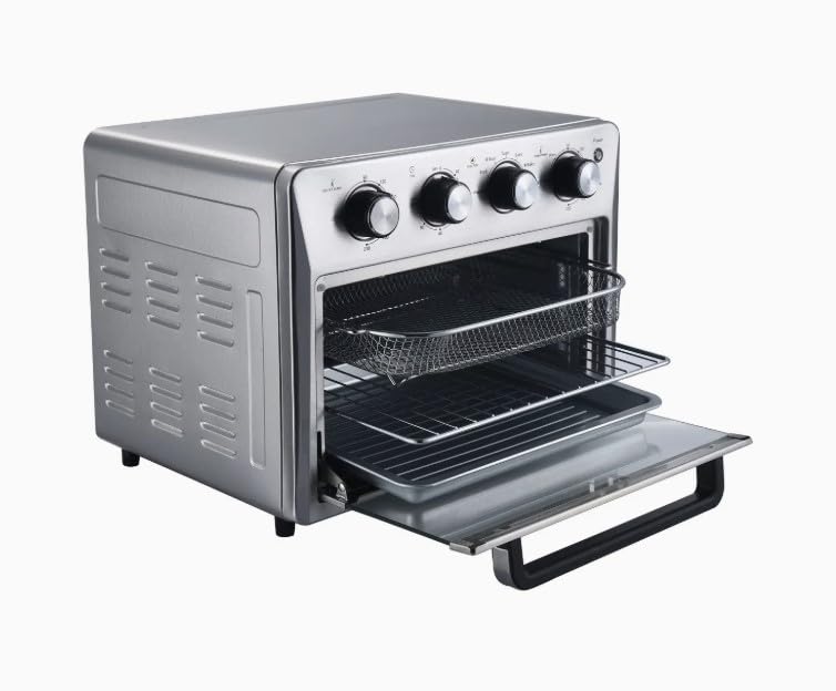 23 Litre Air Fryer Oven + Convection Toaster Grill Oven, 8 in 1 Oven with Bake, Grill, Broil & Warm Options, Stainless Steel 23 Litre Air Fryer 1.6kW