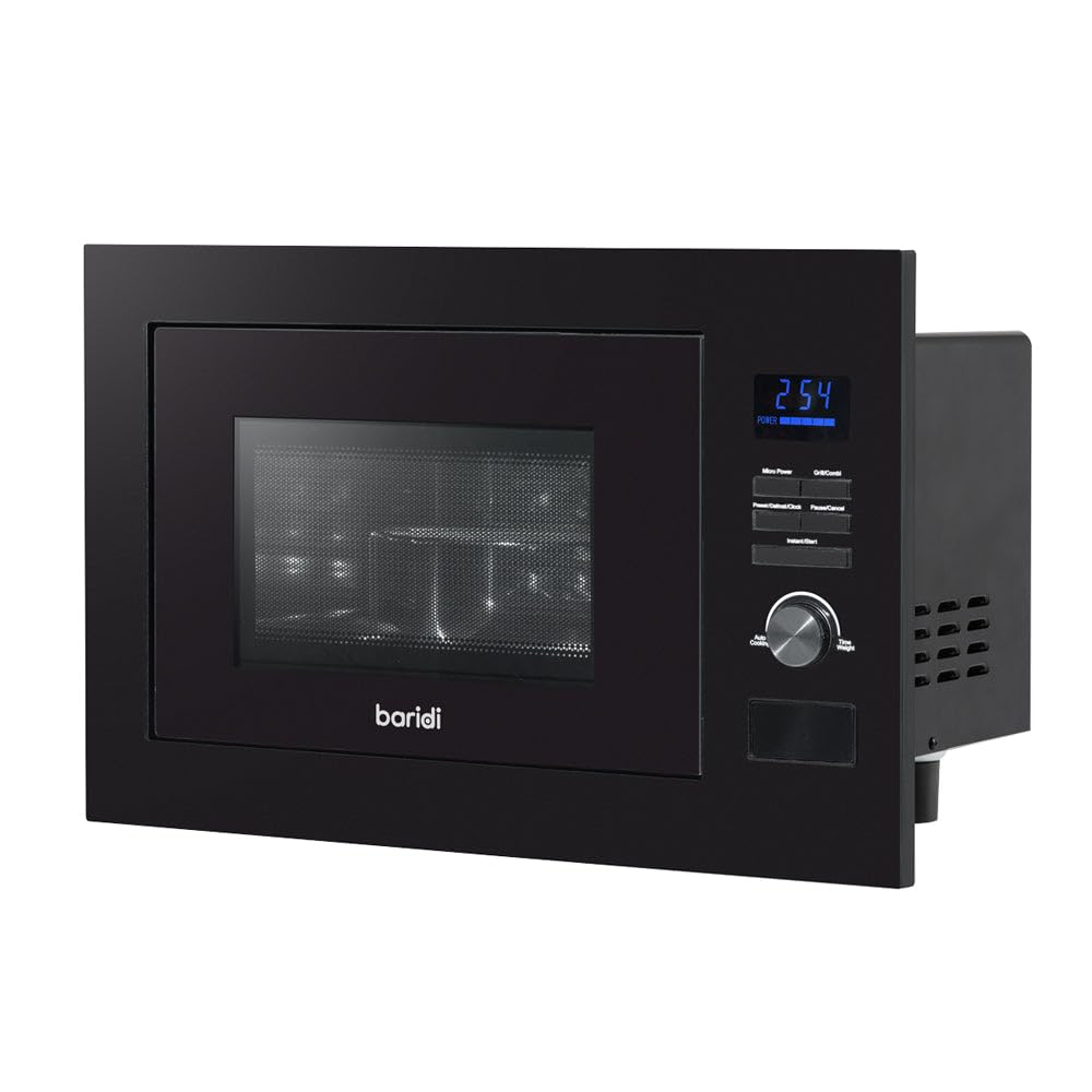 900W Integrated Microwave Oven & Grill - 25L Wall Mounted Black 595x350x390mm