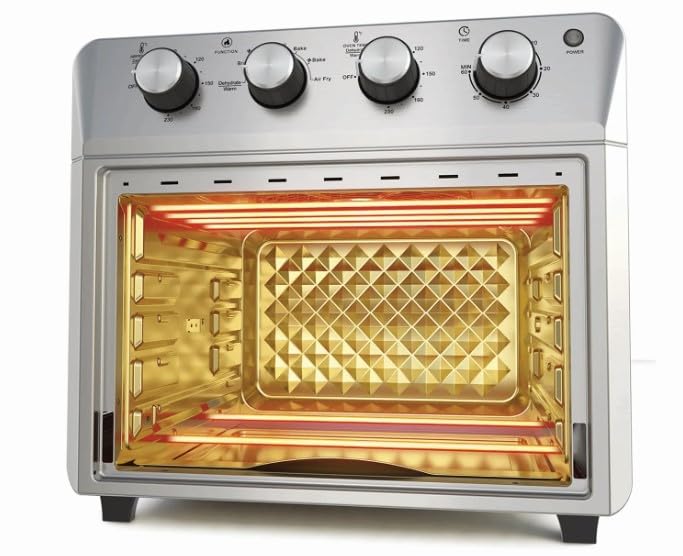 23 Litre Air Fryer Oven + Convection Toaster Grill Oven, 8 in 1 Oven with Bake, Grill, Broil & Warm Options, Stainless Steel 23 Litre Air Fryer 1.6kW