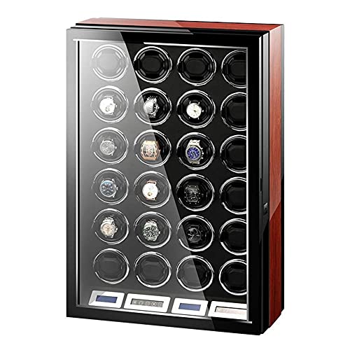 24+0 Watch Winder Remote Control LCD Touch Screen Rotary Mover Deluxe Quiet Motor Pine Box with Lock 50.5 x 21 x 75 cm