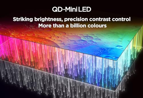 TCL 50QM8B 50-inch QLED Mini LED TV, 4K HDR Premium 1300nits, Smart TV Powered by Google TV (Dolby Vision & Atmos, Onkyo 2.0 sound system, 144Hz Motion Clarity Pro, Hands-Free Voice Control) Black