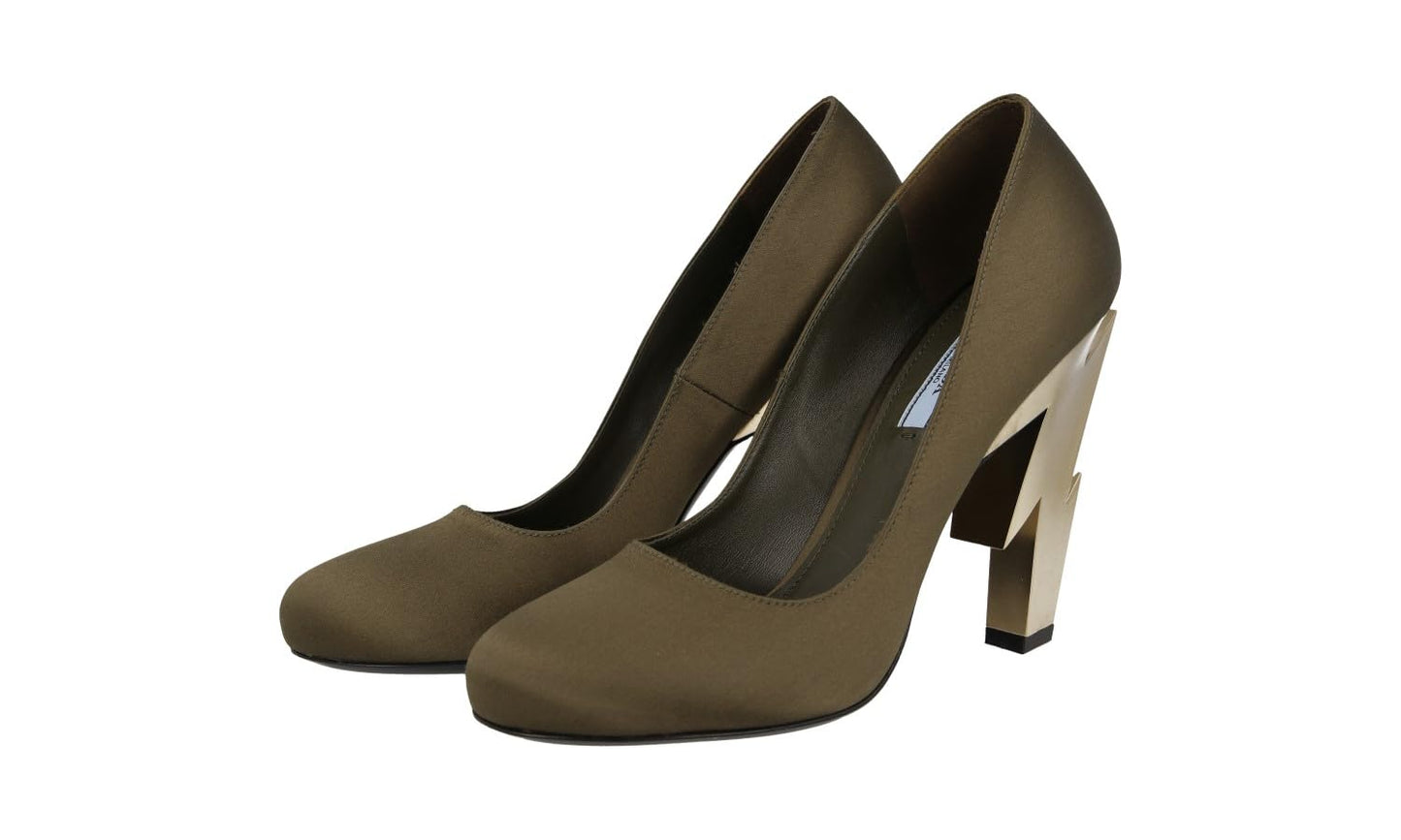 Prada Women's 1I834L ZIZ F0HPP Green Satin Court Shoes/Pumps UK 4 / EU 37