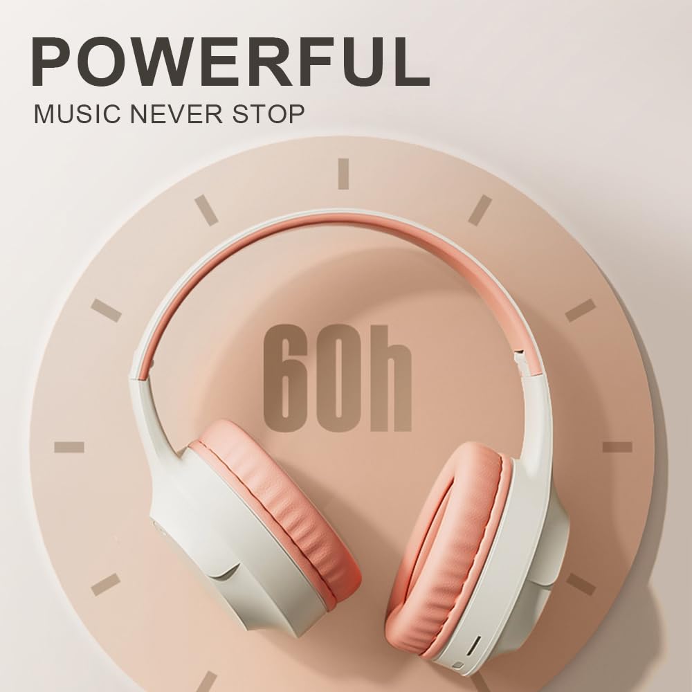 Fragolucyou Wireless Bluetooth Headphones-Colorful Lights,Large Battery Capacity,Foldable,Bluetooth 5.3,10 m Range,Stereo Surround,Built-in Microphone,Comfortable affixed Ears (pink)