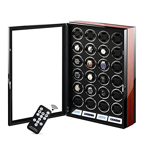 24+0 Watch Winder Remote Control LCD Touch Screen Rotary Mover Deluxe Quiet Motor Pine Box with Lock 50.5 x 21 x 75 cm