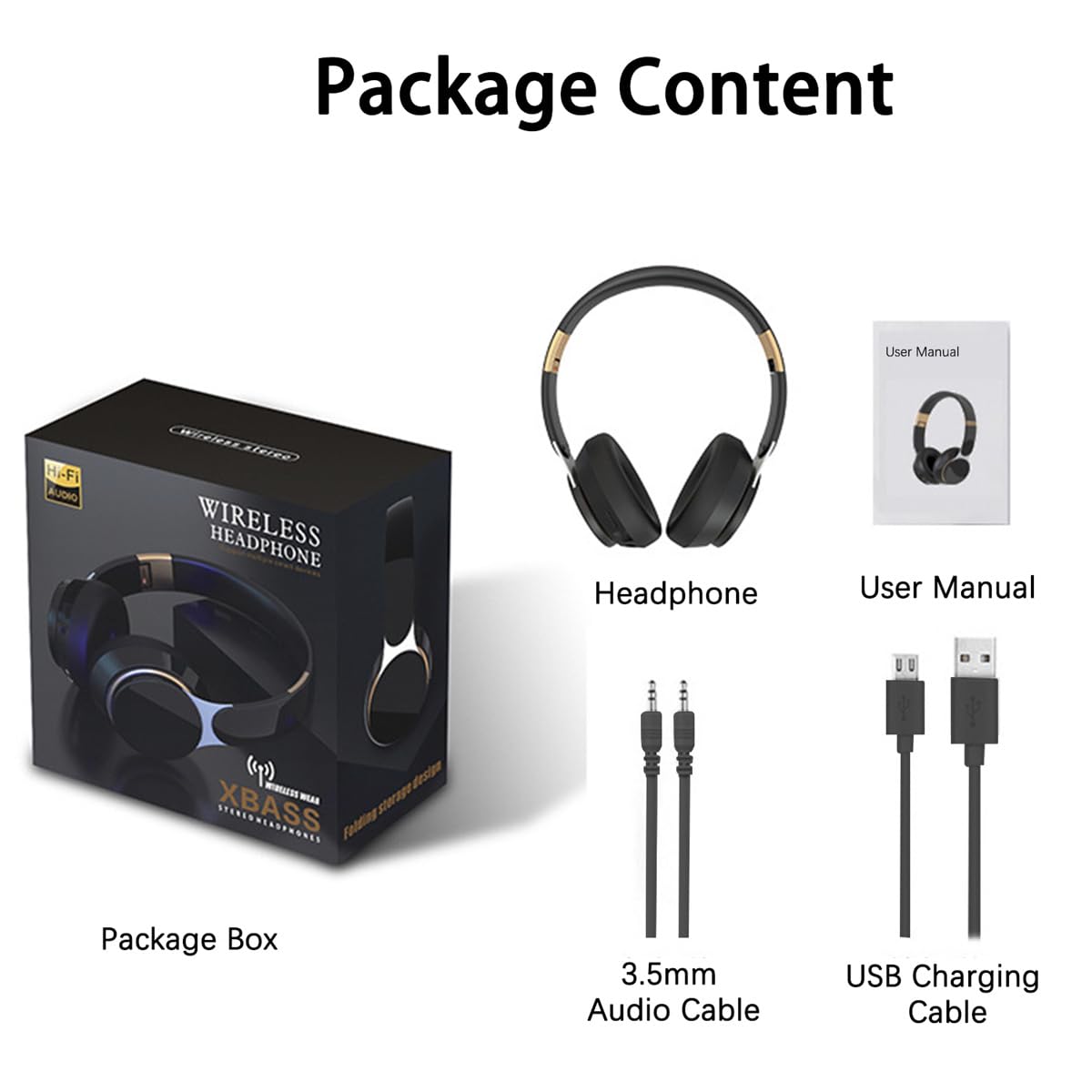 STFMHEZ Bluetooth Headphones Over Ear, Wireless Headphones Over Ear with Built-in Noise Reduction Microphone, Foldable Stereo Bluetooth 5.2 Headset with Deep Bass for Online Class, Office, PC, Phone