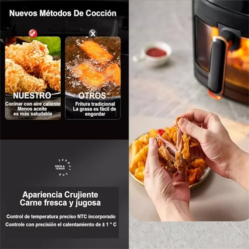 MZBDYYF Friteuse Sans Huile 8L Multifonctionnelle Air Fryer - 8 Programmes de Cuisson Préréglés, Fenêtre de Visualisation, Écran Tactile, Noir