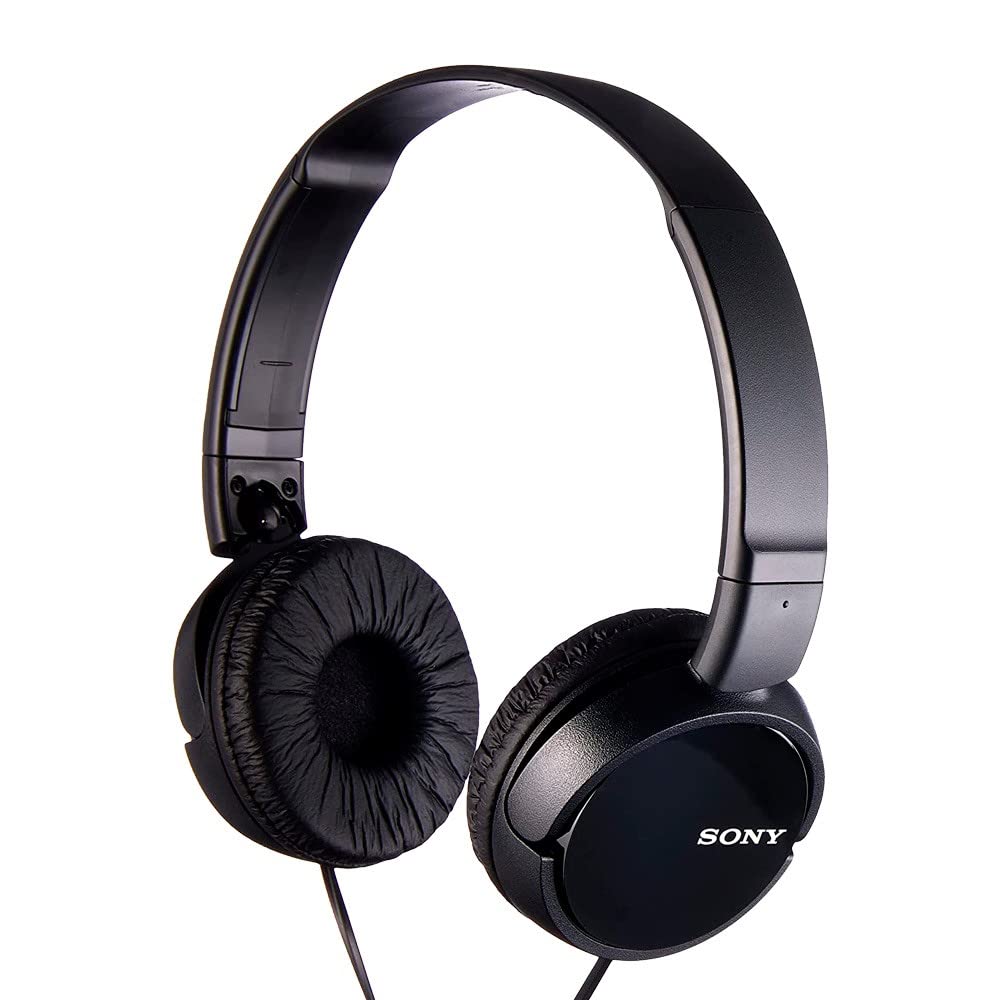 Sony MDR-ZX110 Wired Overhead Headphones, Neodymium Dynamic Drivers, Swivel Fold Design - Black