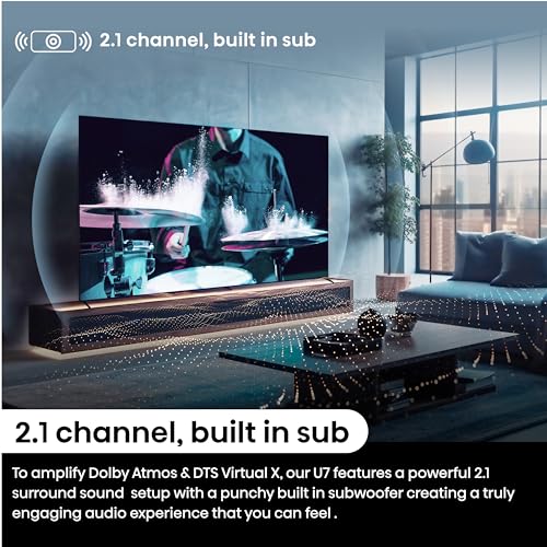 Hisense 85 Inch 144Hz Mini-LED Smart TV 85U7NQTUK - Quantum Dot Colour, Dolby Vision IQ & Atmos, iMax Enhanced, Built-in Subwoofer and Vidaa OS with Freely, Youtube, Netflix and Disney+ (2024 Model)