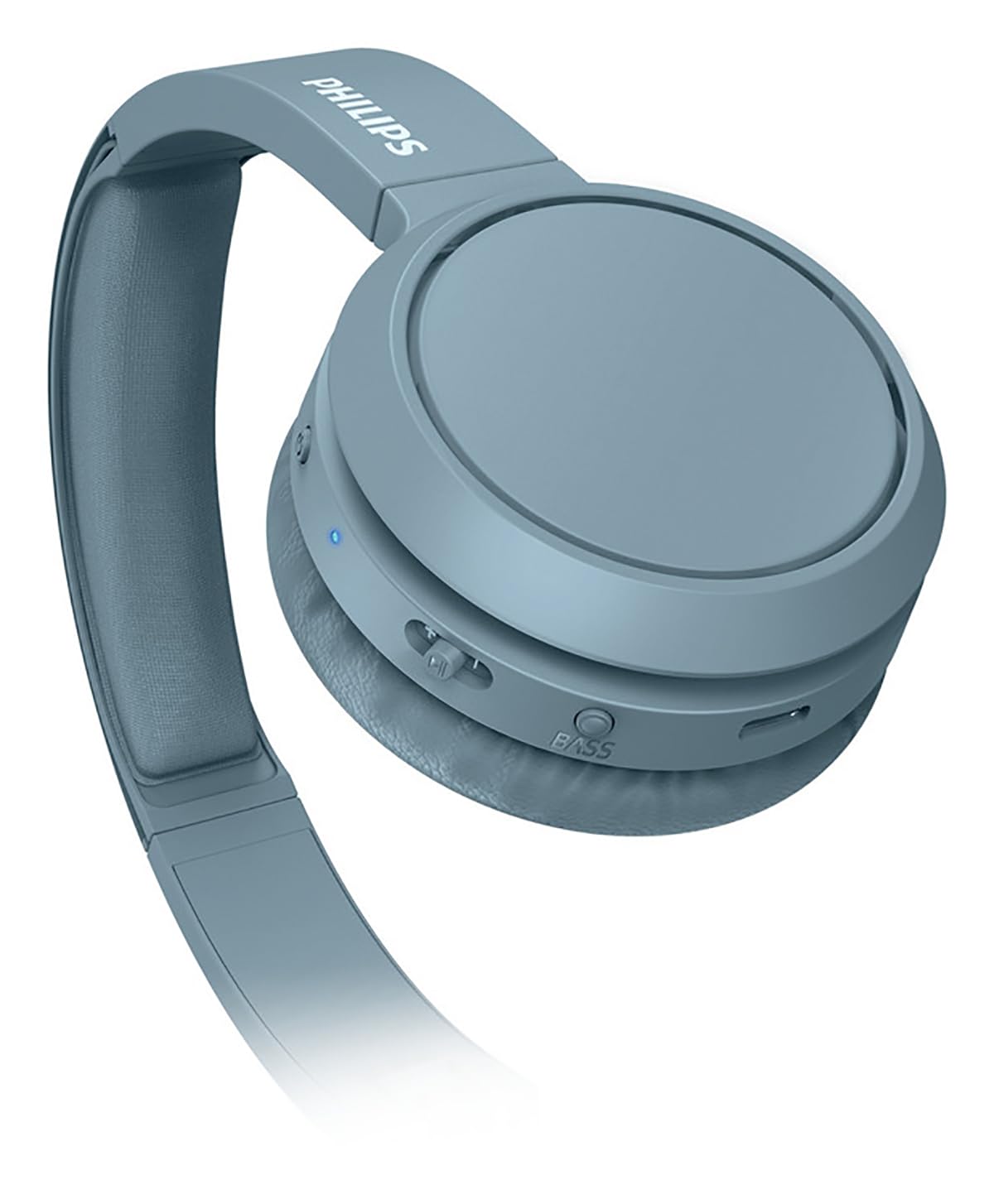 Philips On-Ear Headphones H4205BL/00 with Bass Boost Button (Bluetooth, 29 Hours Playback Time, Quick Charging Feature, Noise Isolating, Flat Folding), Matte Blue - Model, On-Ear