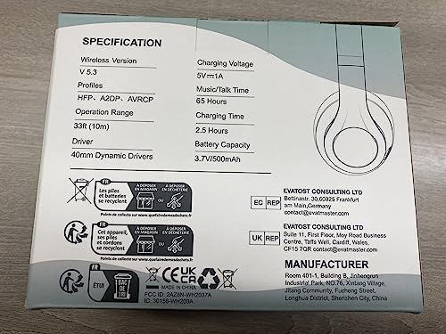 Uliptz Wireless Headphones Over Ear, 65 Hrs Playtime Bluetooth Headphones, 6 EQ Modes Foldable Lightweight Headphones Wireless, Foldable Bluetooth 5.3 for Travel/Office/PC (Black)