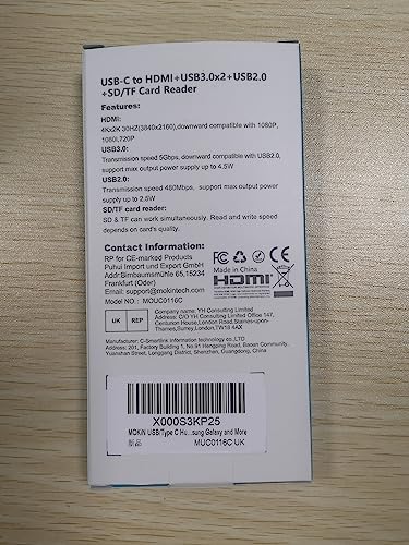 USB C Hub HDMI Adapter for MacBook Pro/Air, MOKiN 7 IN 1 USB C Dongle Mac Adapter with HDMI, USB C Data Port,100W PD,SD/TF and 2 USB 3.0 for Dell/Lenovo/Thinkpad