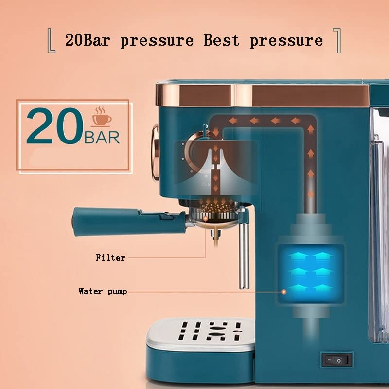 EKSED Coffee Machine Milk Frother Kitchen Appliances Electric Foam Cappuccino Coffee Maker (Color : Blue, Size : 160 * 383 * 311 (mm)) (Blue 160 * 383 * 311 (mm))/94