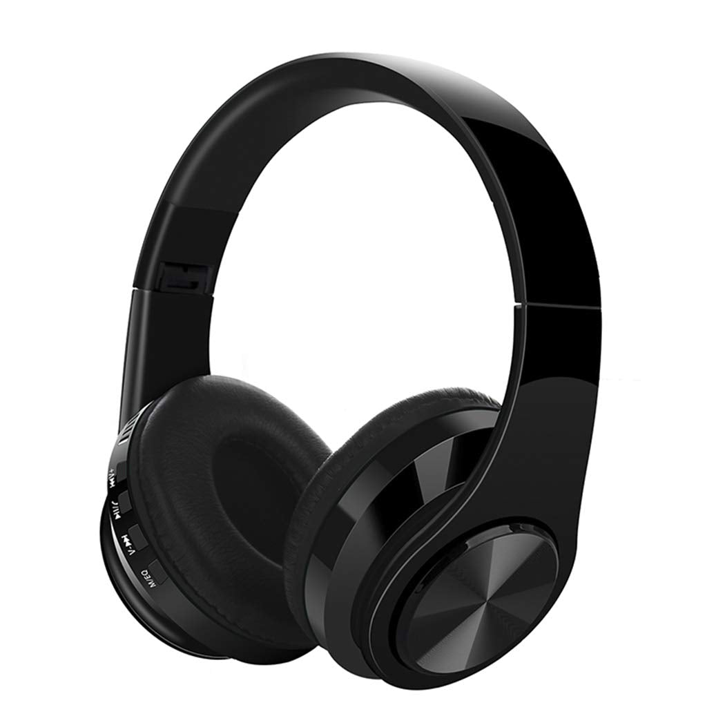 WuXingMeiLi Wireless Bluetooth Headphones Over Ear, Foldable Headphones Hi-Fi Stereo Comfortable Earpads Bluetooth Headsets Wired Mode with Mic for Cellphone PC TV (Type1 black)