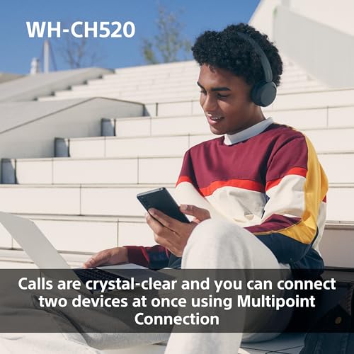 Sony WH-CH520 Wireless Bluetooth Headphones - up to 50 Hours Battery Life with Quick Charge, On-ear style - Black